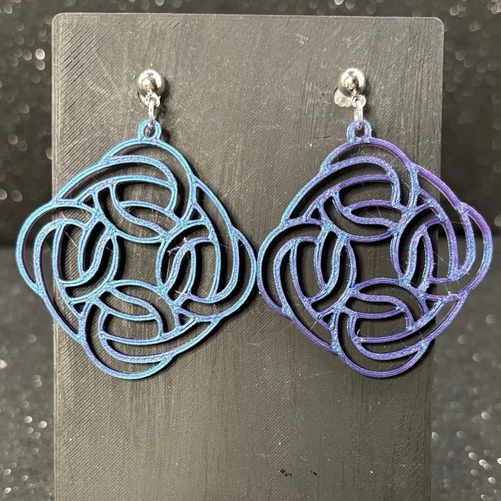 Blue and Purple Color Shift Geometric Earrings